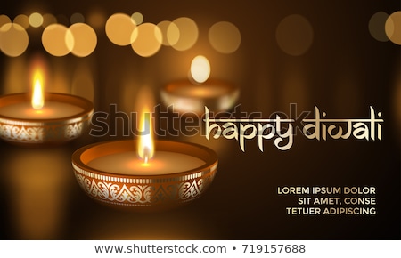 Stockfoto: Happy Diwali Festival Banner Gold Indian Candle