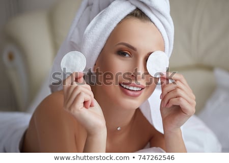 Stock fotó: Beautiful Woman With Cotton Pad