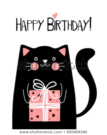 Foto d'archivio: Happy Birthday Card With Cute Cat