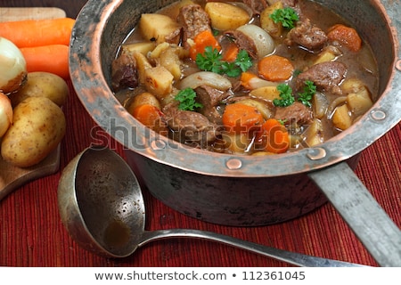 Stock fotó: Irish Stew In Old Copper Pot