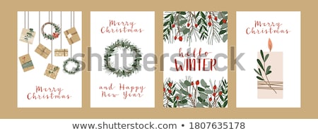 Foto d'archivio: Christmas Greeting Card With Branches Of Spruce And Ribbons