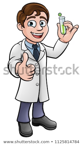 Foto stock: Man In White Laboratory Coat With Test Tubes