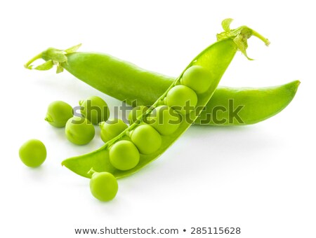 Stockfoto: Fresh Sweet Green Pea Ceeds In The Open Pod