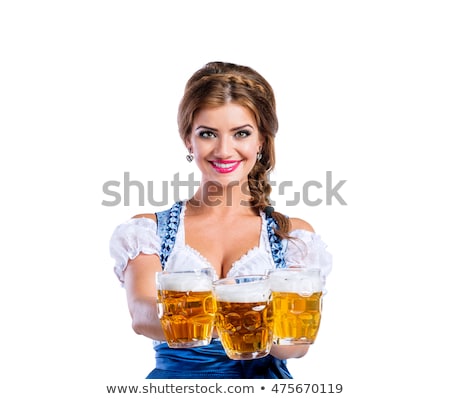 Stock foto: Woman In Oktoberfest Concept On White