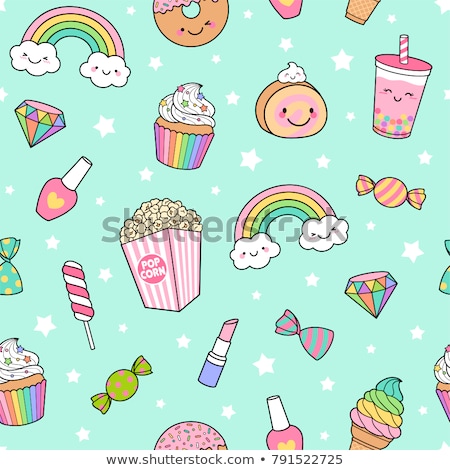 Foto stock: Cute Seamless Muffins Pattern