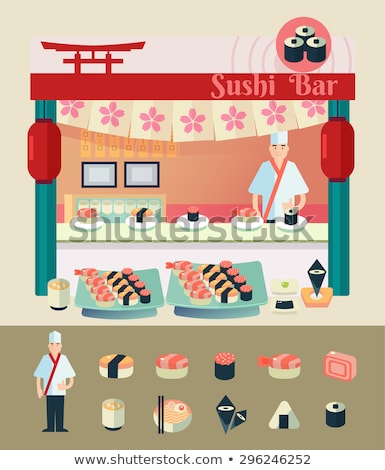 Stock photo: Sushi Bar In Cartoon Style