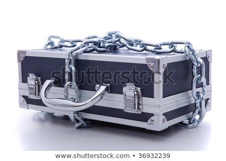 Foto stock: Business Briefcase Locked With Strong Chain