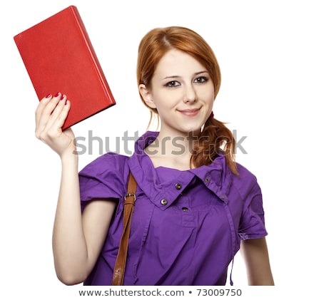 Stockfoto: Oodharige · meid · houdt · boek · in · de · hand