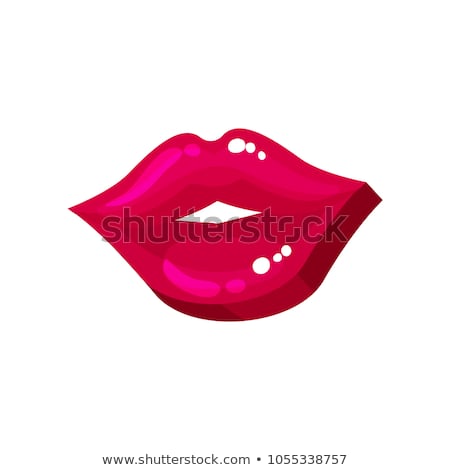 Stok fotoğraf: Glossy Bright Pink Lips Vector Illustration Icon