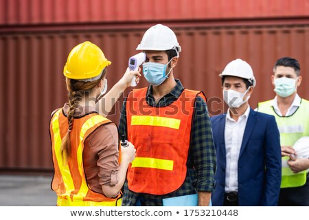 [[stock_photo]]: Helmet Construction Worker Woman Sickness