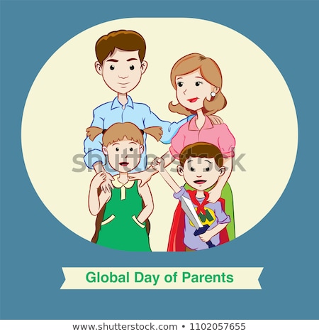 Stock fotó: Happy Family Parents Posters Vector Illustration