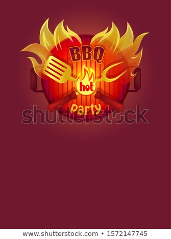 Foto d'archivio: Hot Bbq Grill Party Leaflet Fork Paddle Spatula