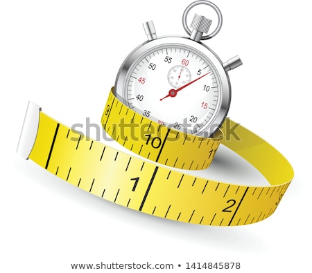 Foto stock: Measuring Tape Entwine Stopwatch - Diet And Fitness Concept