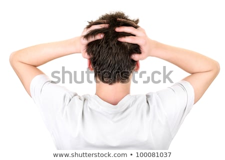 Foto stock: Young Man Holding His Back Of His Head