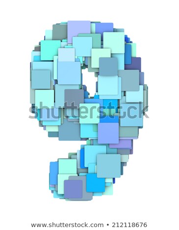 Foto stock: 3d Multiple Blue Tiled Number Nine 9 Fragmented On White
