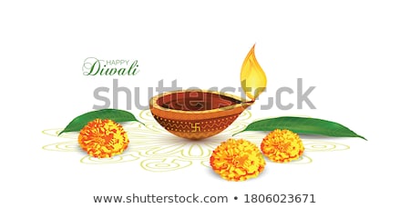 Zdjęcia stock: Golden Diwali Artistic Diya Background