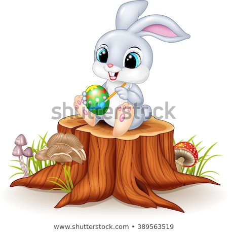 Zdjęcia stock: Happy Easter Egg Cartoon Mascot Character Holding A Paintbrush And Palette