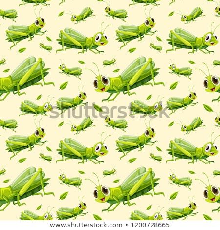 ストックフォト: Green Grasshopper Seamless Background