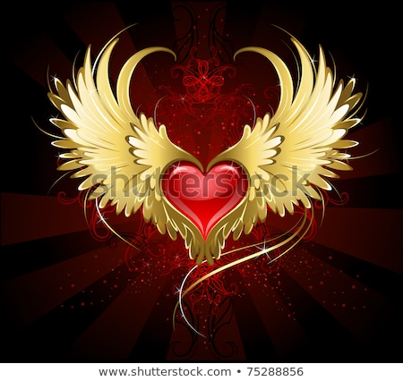 Stockfoto: Contour Hearts On Dark Red Background