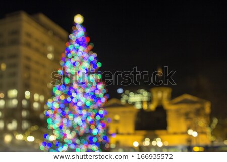 Stock foto: Christmas Tree At Pioneer Courthouse Square Bokeh Lights