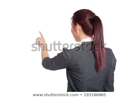 Stock photo: Beautiful Woman Touching Button Or Touchscreen