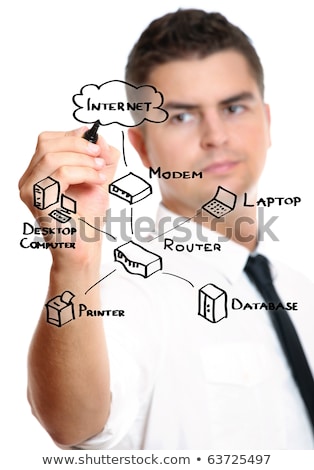 Foto stock: Man Drawing Router