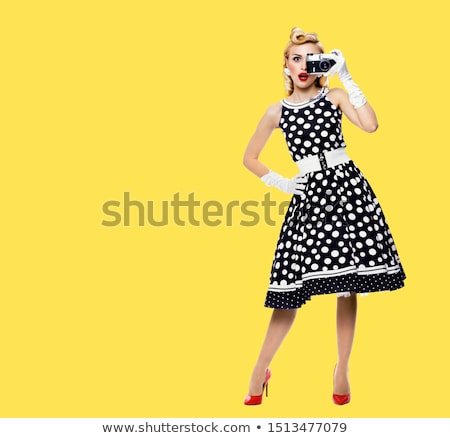 Foto stock: Girl With Retro Camera