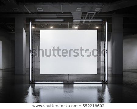 Foto d'archivio: Modern Glowing Showcase With Blank Canvas 3d Rendering
