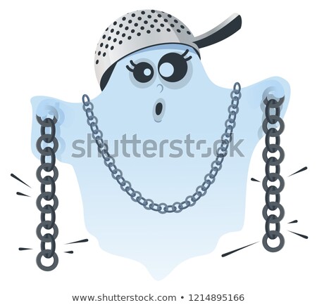 Foto stock: Halloween Ghost Scare And Rattle Chains Fun Cartoon