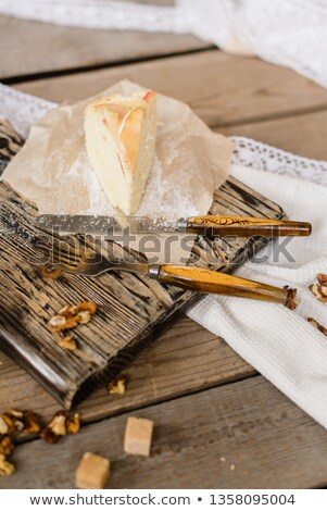 Stockfoto: Fresh Baked Tasty Homemade Apple Pie Cake With Ingredients On Side