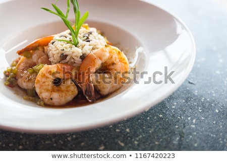 Foto stock: Grilled Shrimps With Tomato Sauce