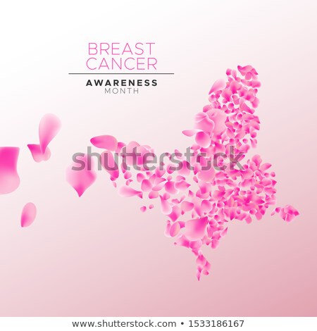 Foto stock: Breast Cancer Awareness Card Pink Butterfly Flower
