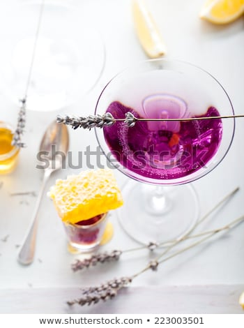 Stok fotoğraf: Martini Lavender Honey Lemon Cocktail On A White Background Vermouth