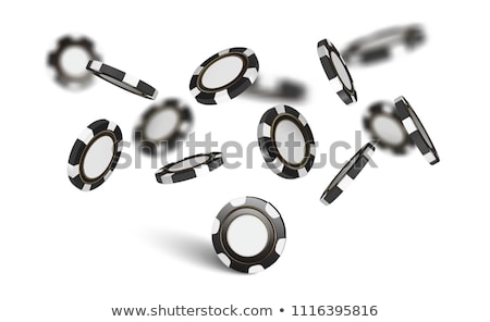 Stockfoto: Realistic Falling Casino Chips And Poker Cards Illustration On Clean Background Vector Gambling Con