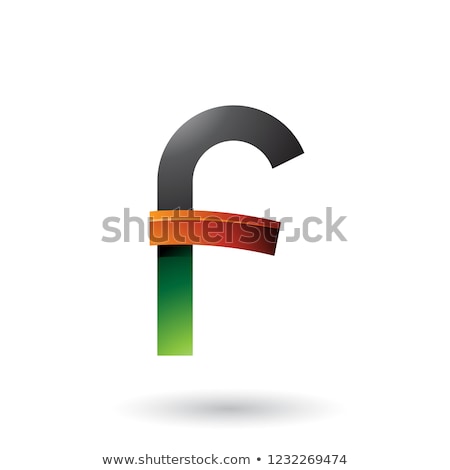 Foto stock: Black Green And Orange Bold Curvy Letter F Vector Illustration