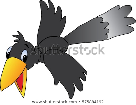 Stok fotoğraf: Cartoon Crow Flying