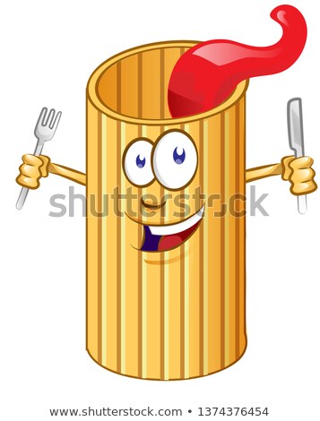 Stock fotó: Rigatone Pasta Cute Comic Character Clip Vetcor Illustration