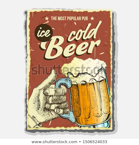 Stock foto: Hand Holding Ice Cold Foamy Beer Glass Vector