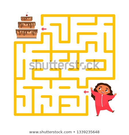 Stok fotoğraf: Maze Game With Girl And Sweet Food Objects