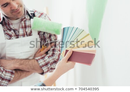 Foto stock: Painter With Color Samples