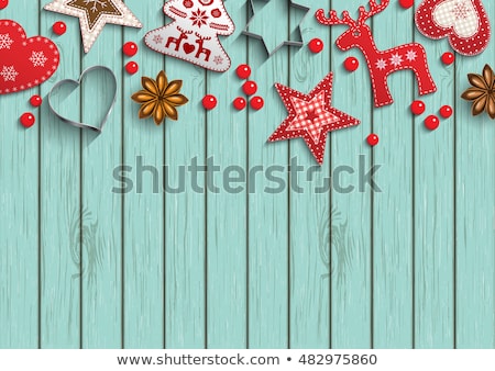 Foto stock: Anise Stars Spice Pattern On White Wood Background Christmas Decorative Border