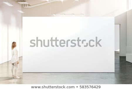 Foto stock: White Blank Banner On The Wall