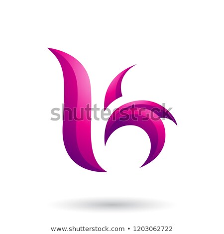 Foto stock: Magenta Wavy Leaf Shaped Letter B Or K Vector Illustration