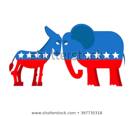 Stock fotó: Vote Republican Elephant And Democrat Donkey Illustration