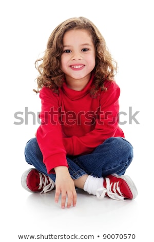 Little Girl Sitting On The Floor Stockfoto © iodrakon