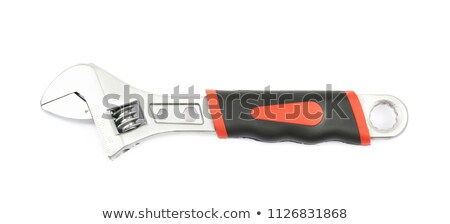 Zdjęcia stock: Adjustable Wrench Over White