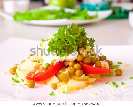 ストックフォト: Eggs Peas And Tomatoes