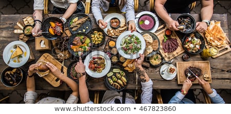 Stock fotó: Table With Food And Drink