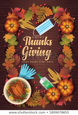 [[stock_photo]]: Happy Thanksgiving Text With Fruits And Vegetable Illustration