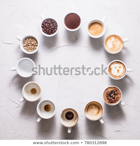 Foto stock: Cup Of Coffee And Clock Of Coffee Beans